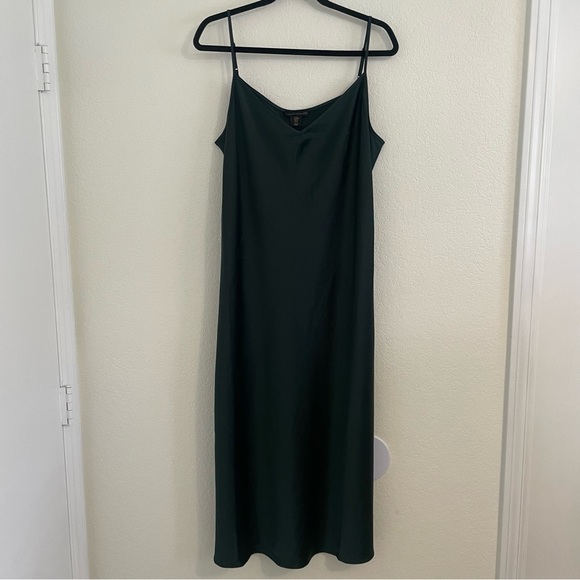 HOUSE OF HARLOW Forest Green Satin Midi Slip Dress, size XL - Picture 1 of 6